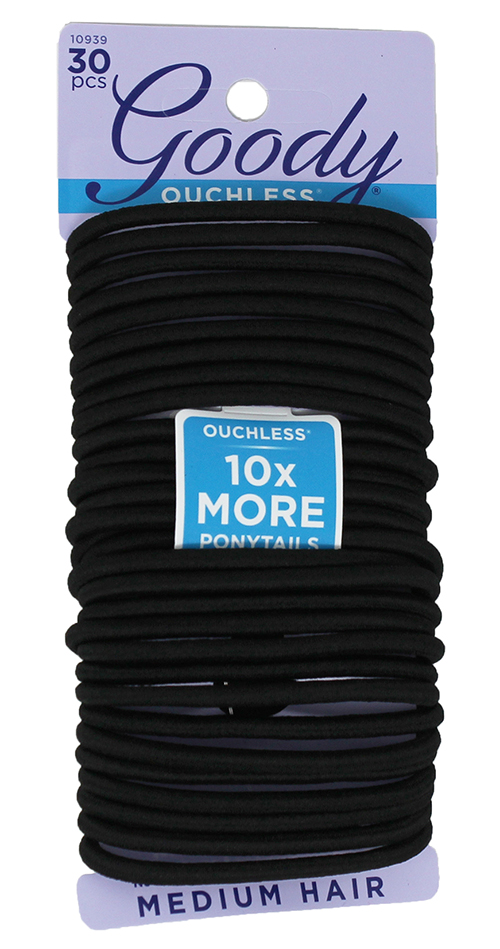 Goody Ouchless No Metal Hair Elastics, Black, 4mm, 30 Count - Click Image to Close